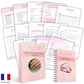 Pack de documents professionnels d'onglerie comprenant fiches clientes, formulaires, planning, registres et cartes des tarifs à personnaliser sur Canva