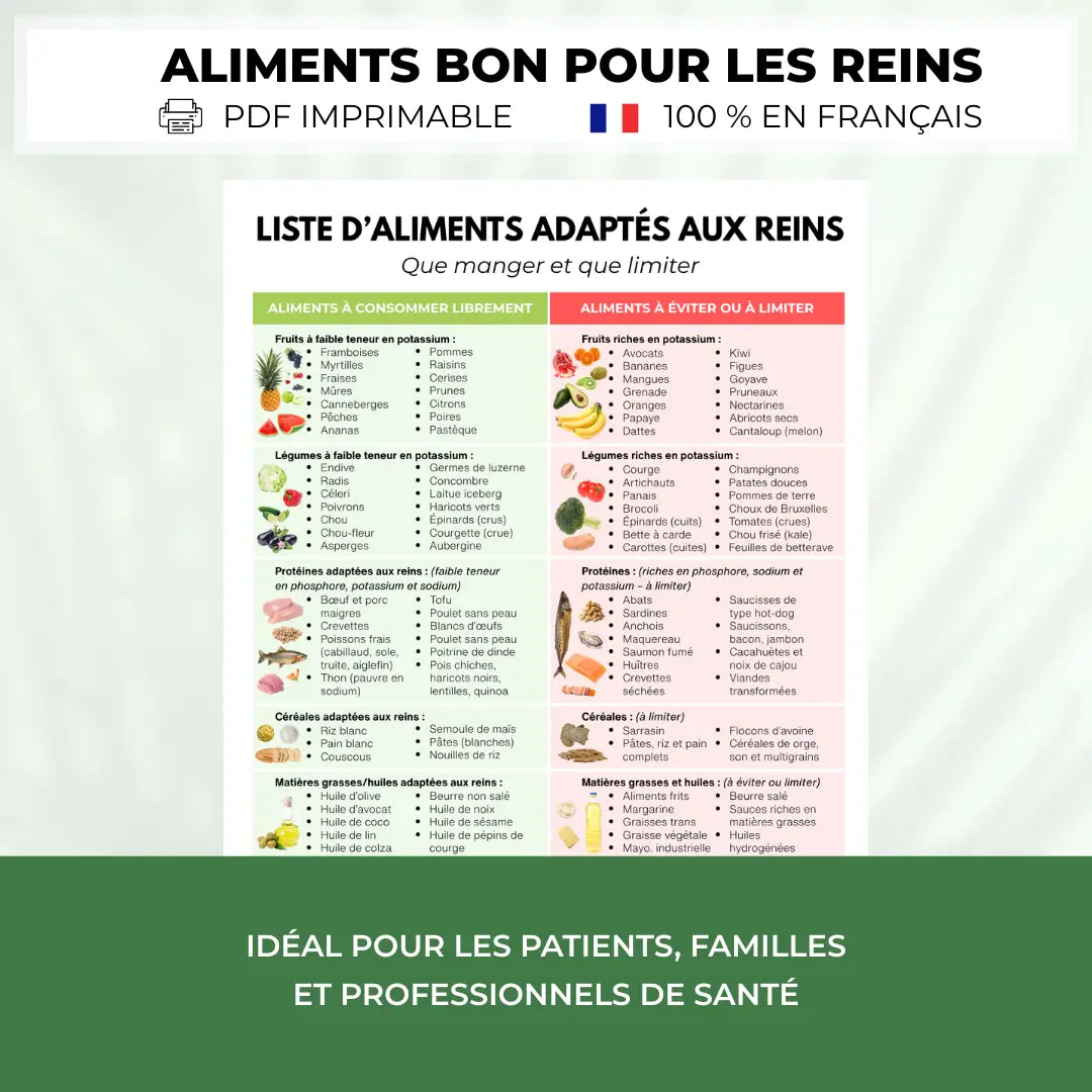 Liste des aliments bon pour les reins 100 % en français 