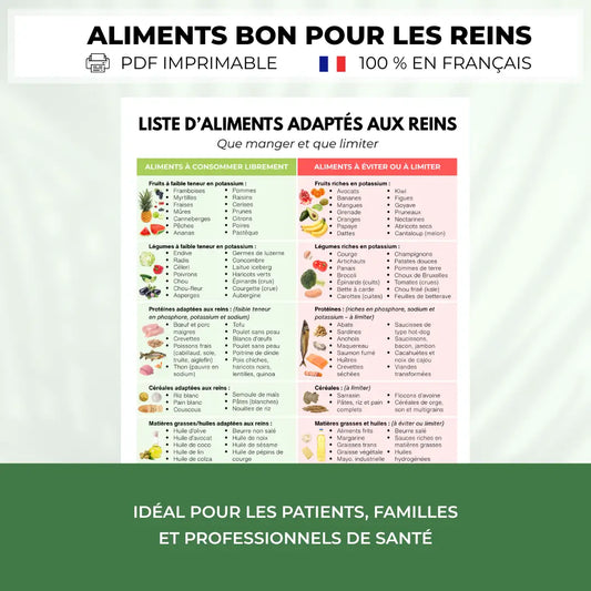Liste des aliments bon pour les reins 100 % en français 