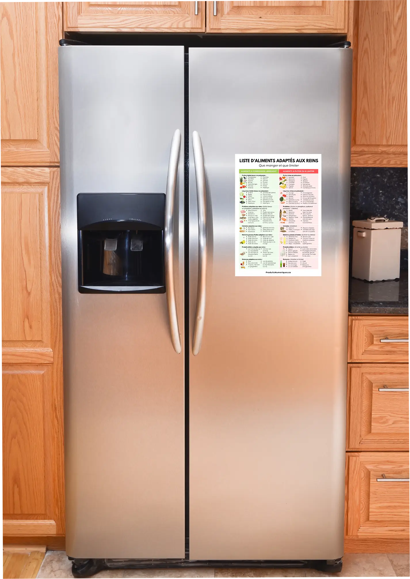 Affiche PDF sur les aliments adaptés aux reins à télécharger