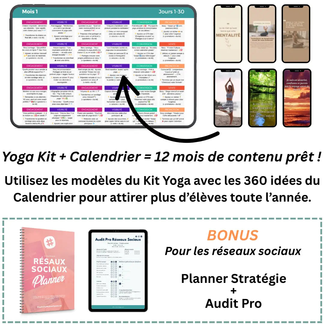 Kit Réseaux Sociaux : Calendrier + Planner + Audit