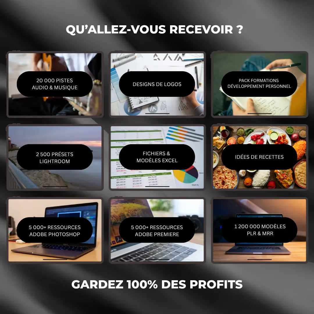 Bundle produits digitaux PLR MRR pour créer et vendre sur Etsy Shopify et générer des revenus passifs