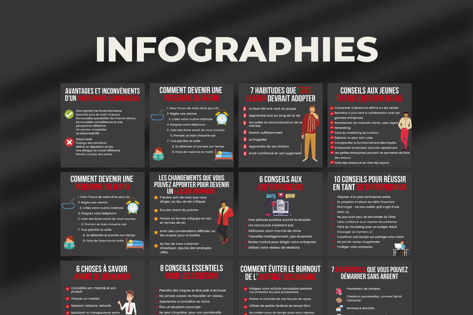 Infographies, citations et conseils – contenu pro pour entrepreneurs