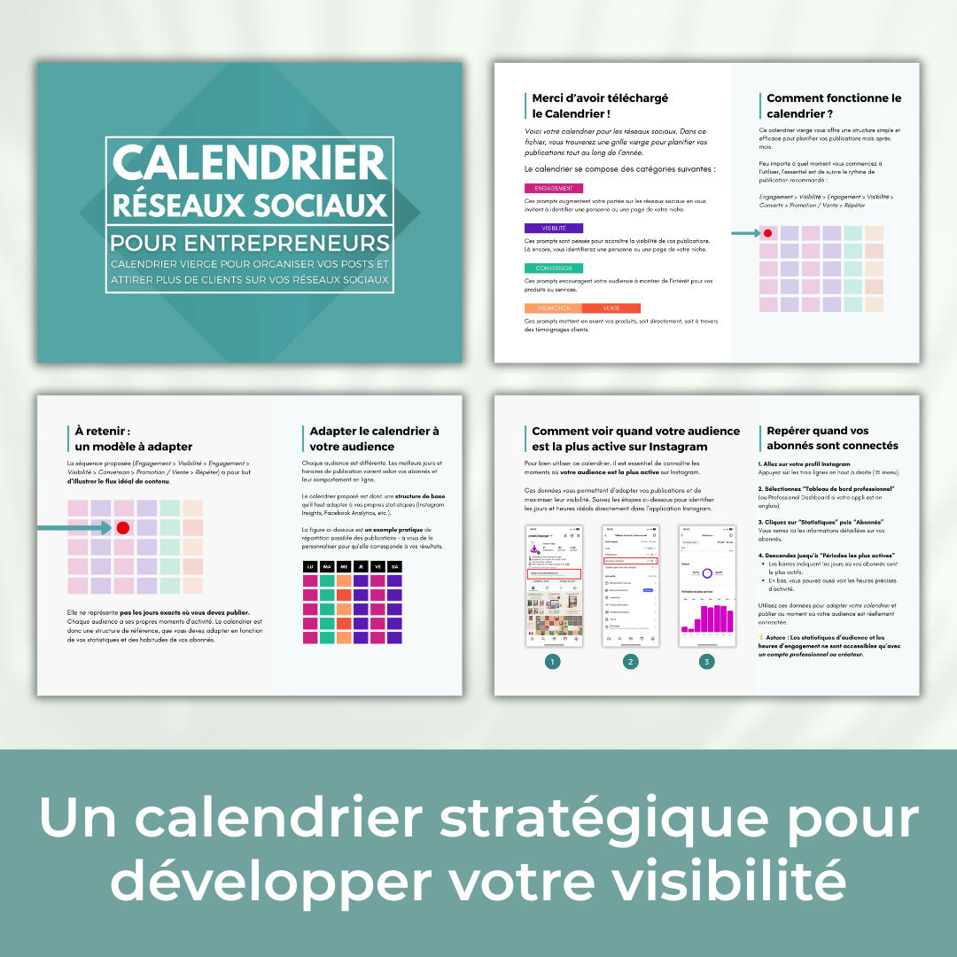 Calendrier de publication vierge pour structurer vos posts sur les réseaux sociaux