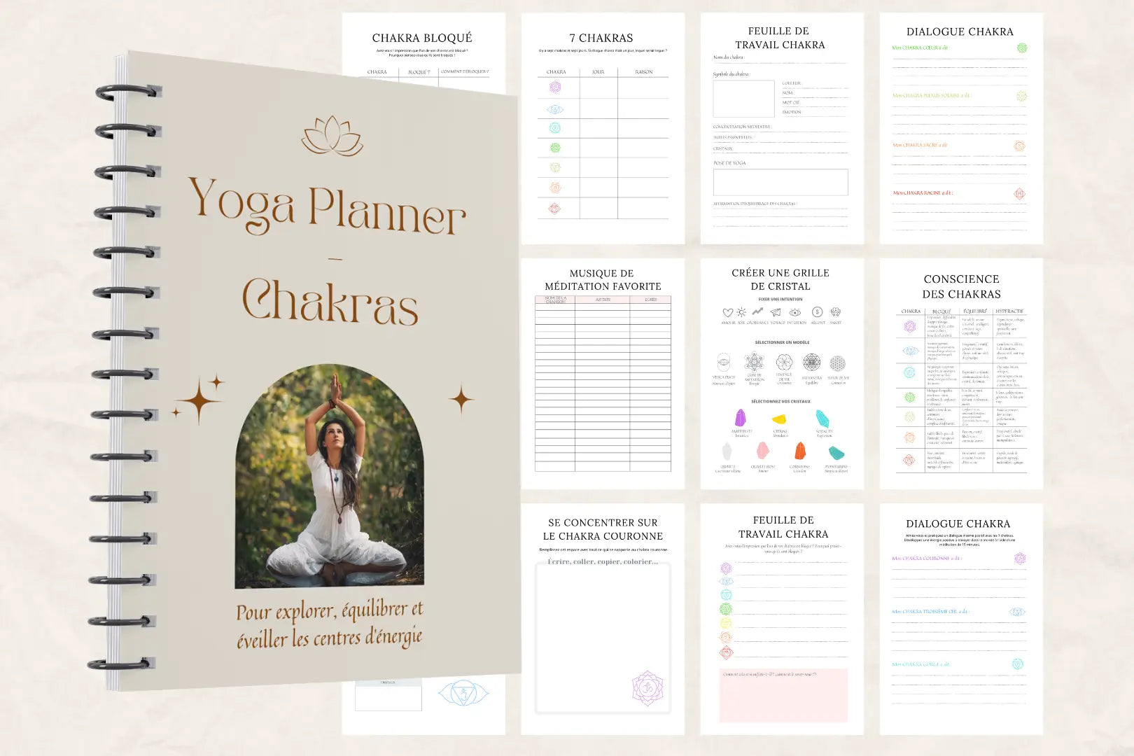 Planning spirituel des chakras – template imprimable à remplir