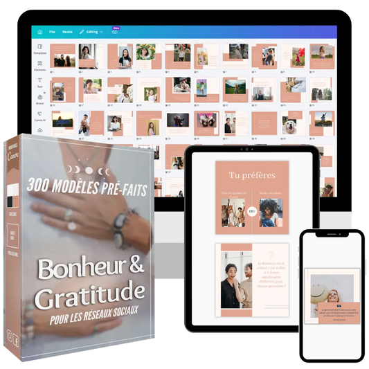 300 templates (modèles) Bonheur & Gratitude pour les coachs et indépendants