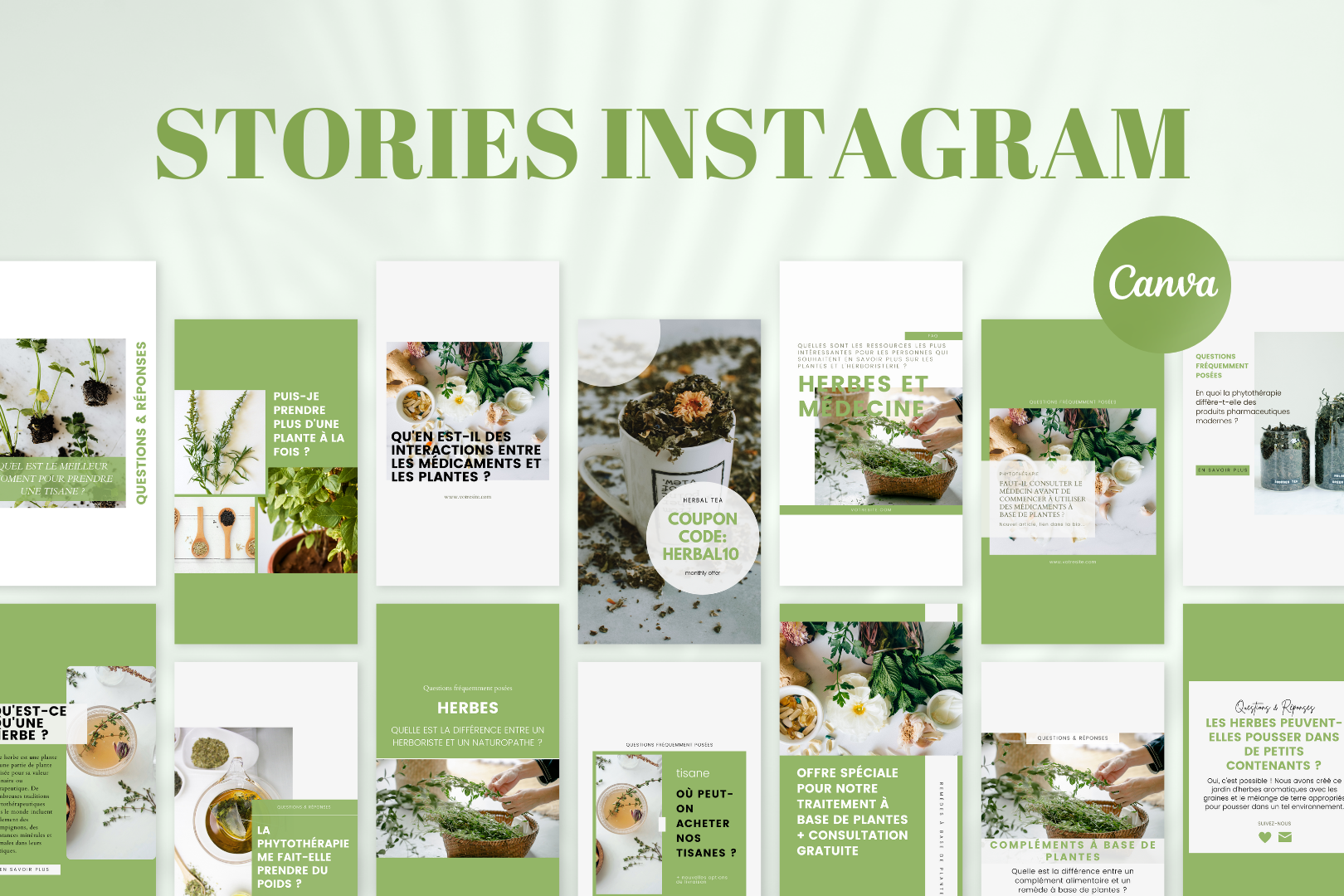 Contenu francophone pour plantes médicinales – pack social media modifiable