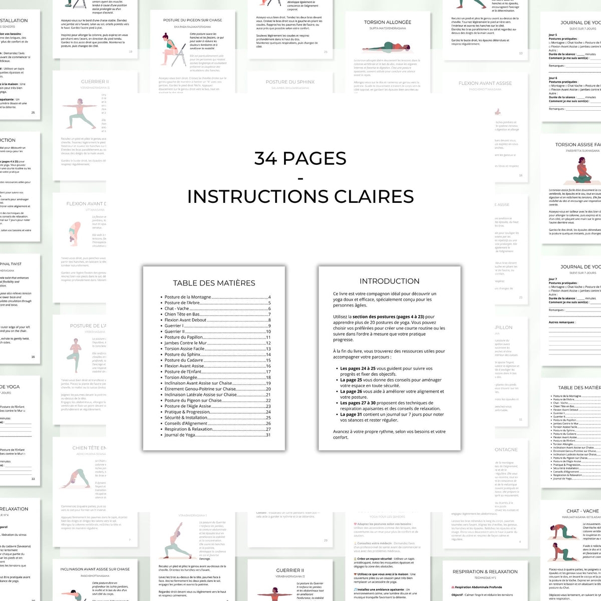 28 jours de yoga pour les seniors - Guide PDF / livre imprimable avec programme complet