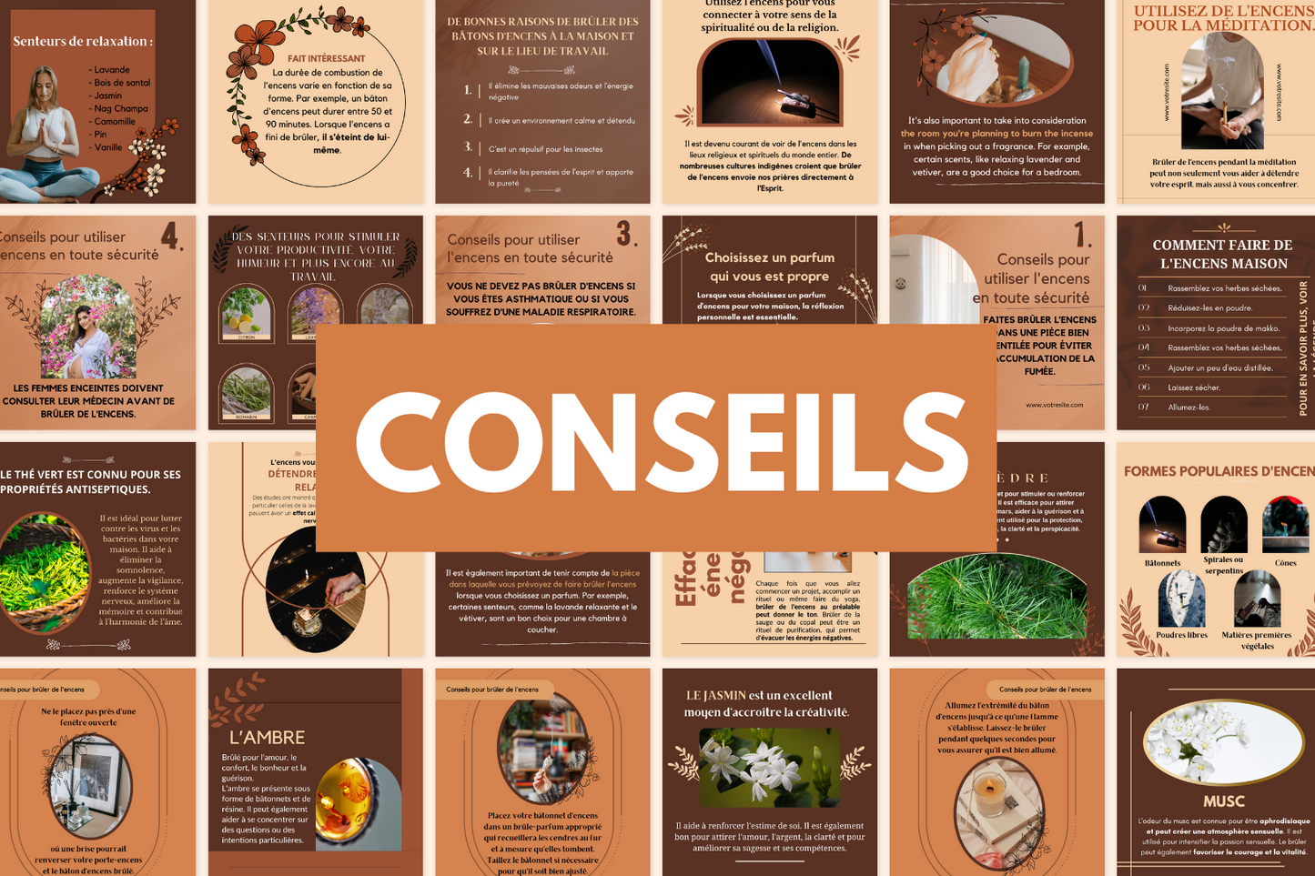 Canva templates pour aromathérapeutes – publication encens prêt à l’emploi