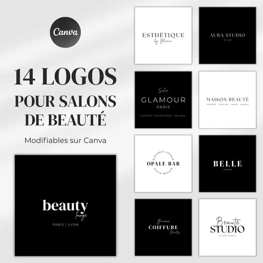 Aperçu des logos pour salon de beauté – modèles élégants modifiables sur Canva