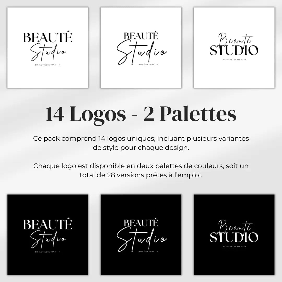 Modèles de logos professionnels pour salon de beauté – pack modifiable sur Canva