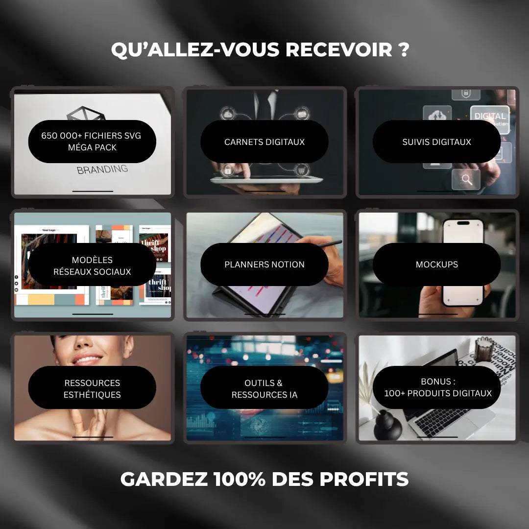 Outils de création de contenu digital avec droit de revente pour entrepreneurs et créateurs en ligne