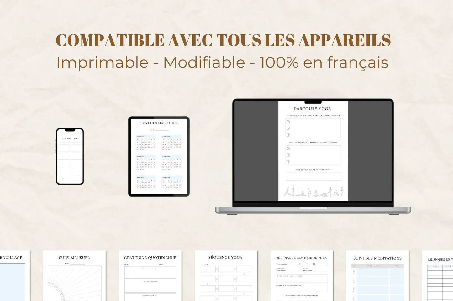 Planner yoga quotidien – publication en français pour pratique consciente
