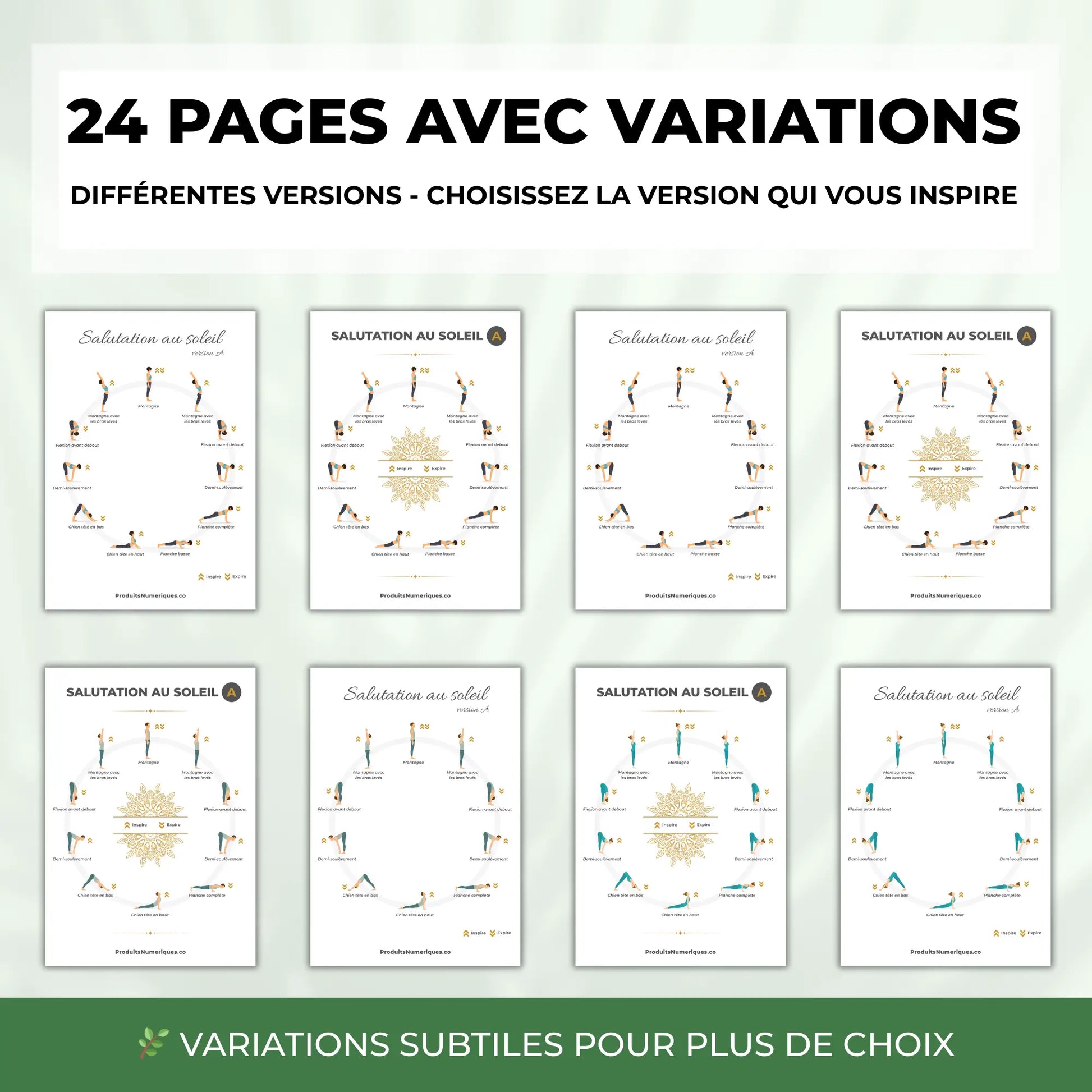 32 pages Salutation au Soleil avec variations de postures