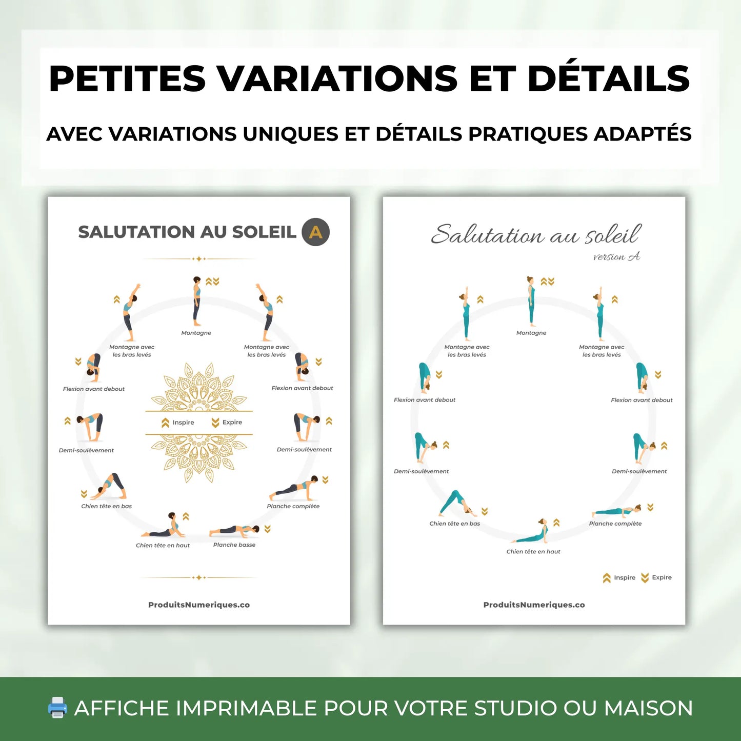 Guide visuel yoga Salutation au Soleil A – affiche mural