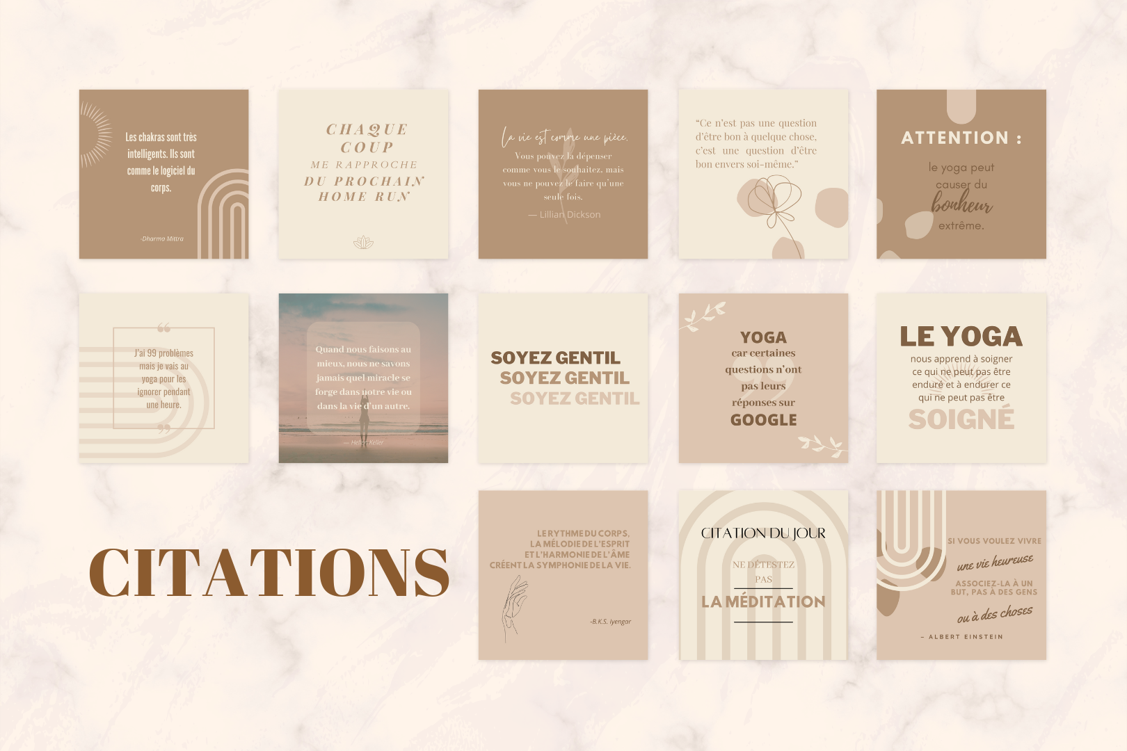 Templates Canva pour retraites et cours de yoga – visuels doux et inspirants